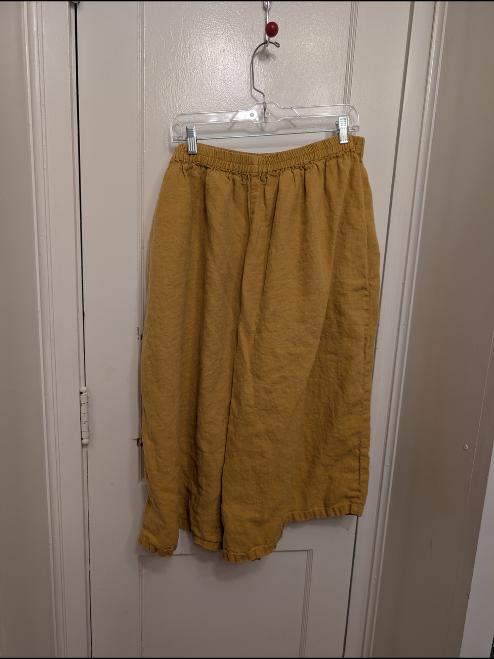 Wide-Leg Linen Blend Pants in Mustard - Picture 4 of 5